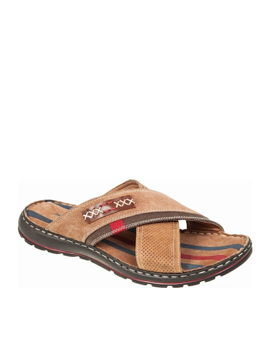 Adam's Shoes Leder Herrensandalen in Tabac Brau...