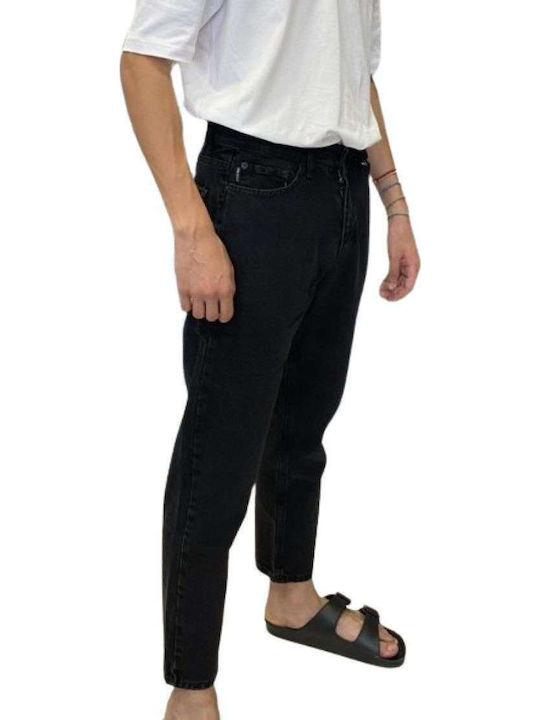 Ανδρικό Παντελόνι Τζιν Cropped με Slim Εφαρμογή Black