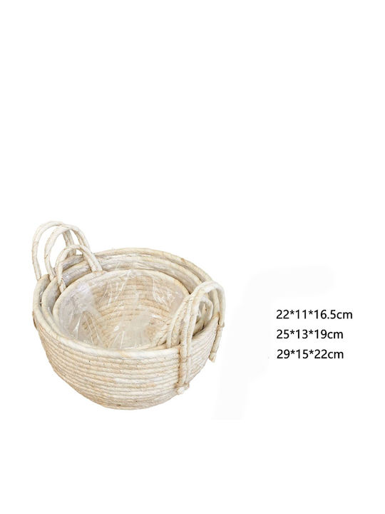 Galifas Set of Decorative Wicker Baskets Beige 3 Pieces