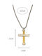 Men's Cross from Gold Plated Steel with Chain