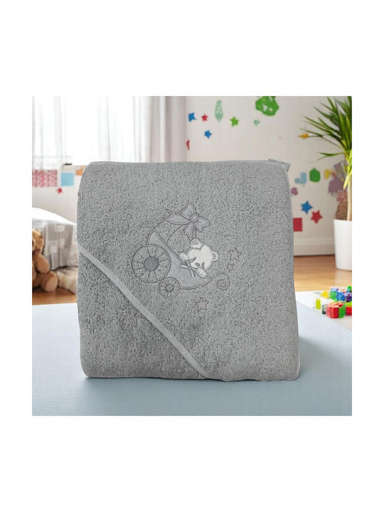Blue Kids Baby Hooded Towel Gray 80x80cm