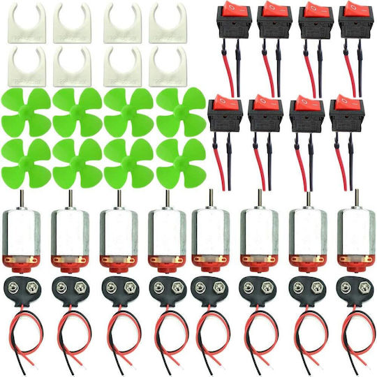 Set 8 Motoare DC 3V 20000 Rpm 8 Suporturi pentru Motoare 8 Conectori pentru Baterii 9V 8 Comutatoare Elice Jucării Experimente R339