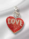 Keychain Red Heart "love" Rhinestones