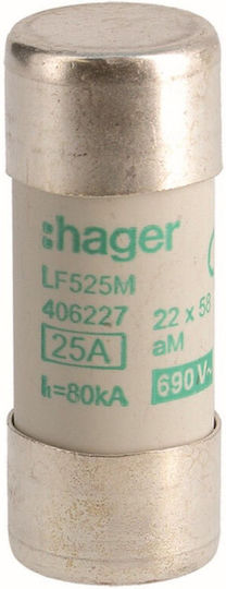 Hager Κυλινδρική Ασφάλεια 25a 22x58mm Βραδείας Τήξης 32f25gl
