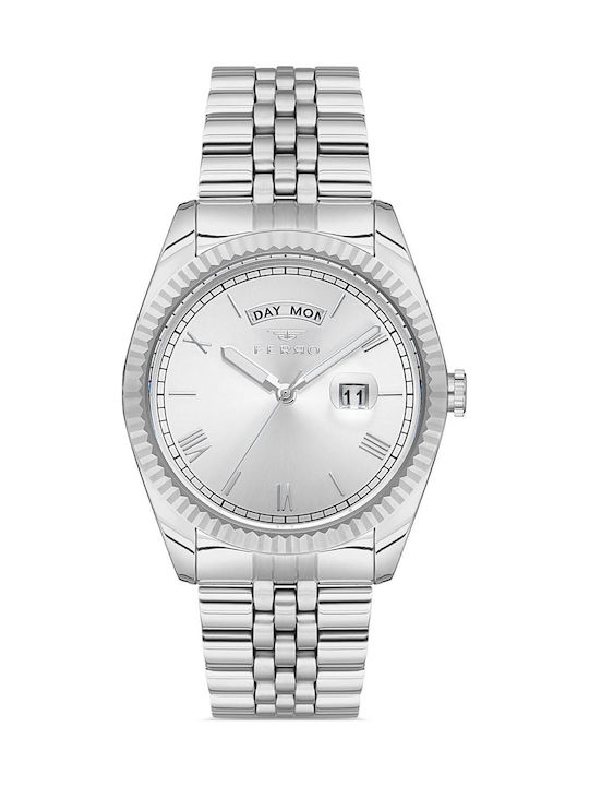 Ferro Men's Watch Battery with Silver Metal Bracelet