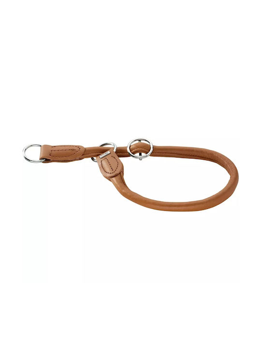 Leather Choke Collar Hunter Training Collar Round Soft Elk M-L Cognac