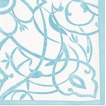 Cocktail Aqua Algarve Linen Party Napkins 12.5x12.5cm Caspari 15 Pieces