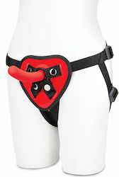 Lux Fetish Red Heart Strap On Harness & 5" Dildo Set