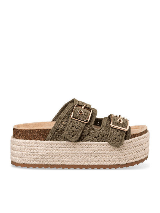 Women's Flat Sandals Flatforms in Green Color
