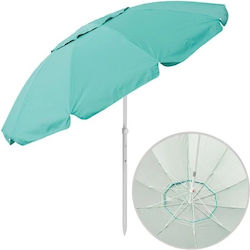 Umbrelă Plajă Anti Vânt Protecție Soare UPF 50+ Cadru Metalic 4 Inele Ø2.25m Turcoaz-Argintiu Umbrelă Plajă Anti Vânt Protecție Soare UPF 50+ Cadru Metalic 4 Inele Ø2.25m Turcoaz-Argintiu