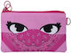 Double Zippered Fabric Pencil Case Mask Zipit Face-it Bandit Pink