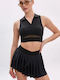 Damen Sportlich Polo Bluse Black