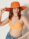 Frauen Rattangeflecht Hut Orange