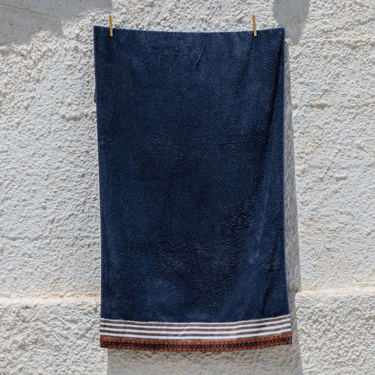 White Fabric Πετσέτα Θαλάσσης Βαμβακερή Μπλε 80x160εκ.