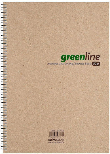 Salko Paper Spiral Notebook Ruled B5 240 Sheets 4 Subjects Greenline 1pcs