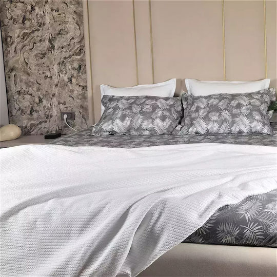 Kotonia Home Tagesdecke Übergröße Baumwolle White 220x240cm