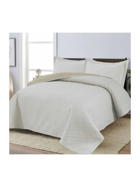Set Coverlet Queen Size Ecru/Beige 220x240cm 3pcs