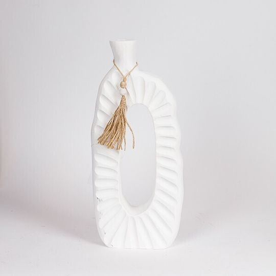 Vază Decorativă Lemn Alb 17x6x39cm 1buc