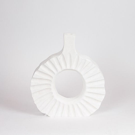 Vază Decorativă Lemn Alb 27x6x30cm 1buc