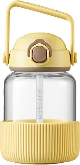 Buydeem Kinderflasche Glas mit Strohhalm Gelb 800ml