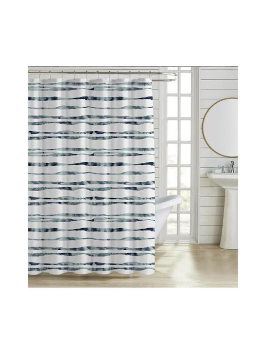 Ankor Shower Curtain 180x200cm Blue Irregular Stripes