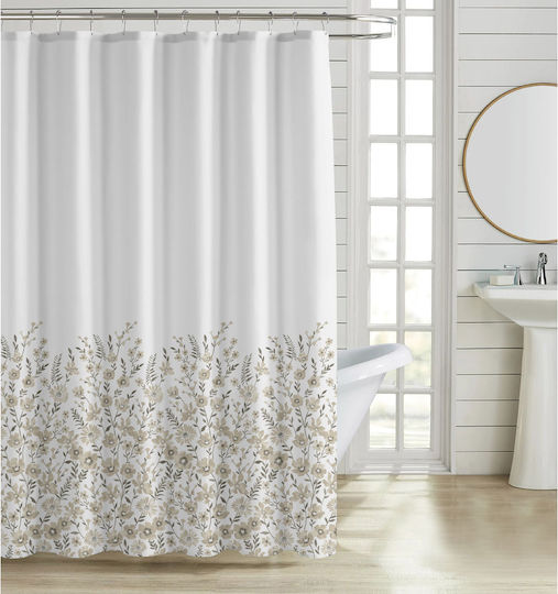 Ankor Flowers Shower Curtain 180x200cm Earth Tones 846375