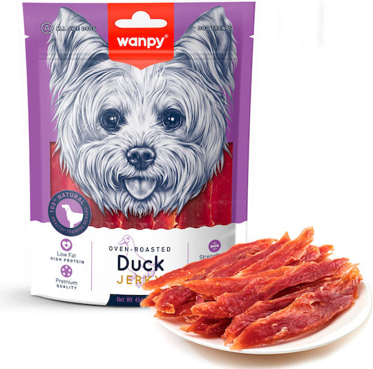 Wanpy Jerky Deliciu pentru câini cu Rață 454gr