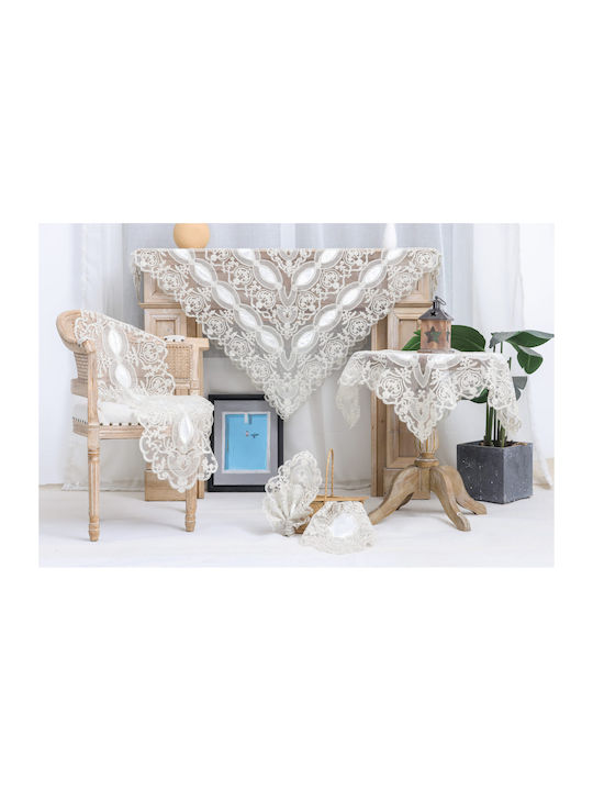 Liolios Home Τραπεζομάντηλο Λινό με Κέντημα Ivory 150x220εκ.