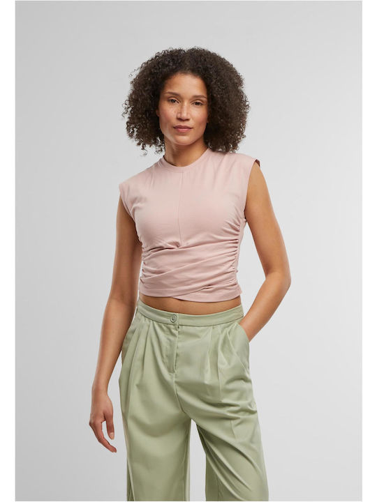 Women's Cotton Sleeveless Crop Top Powder Rose