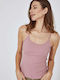 Women's Blouse Cotton with Straps Pink