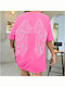 Damen Bluse Kurzärmelig Fuchsie