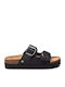 Δερμάτινα Γυναικεία Σανδάλια Flatforms Μαύρα