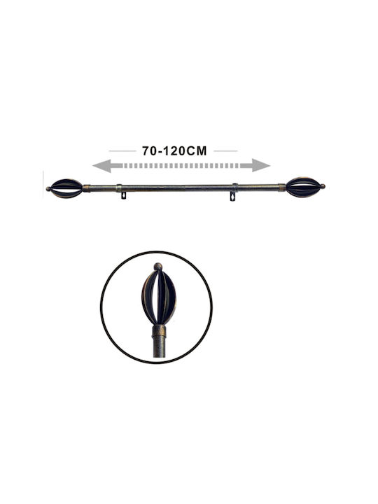 Tpster Metallisch Vorhangstange Einfach Φ16mm 70cm Black-gold