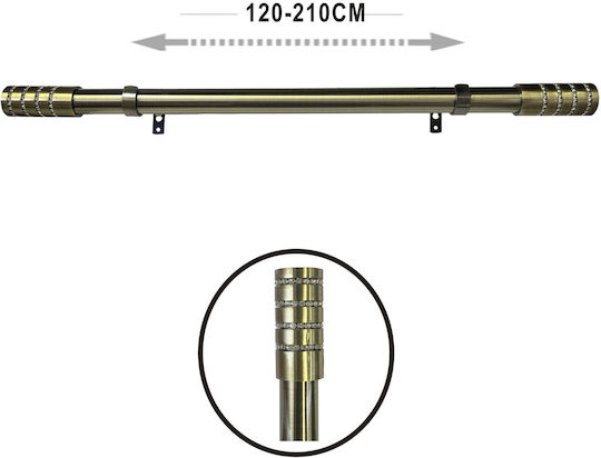 Tpster Metallic Curtain Pole Single Φ25mm 120cm Gold