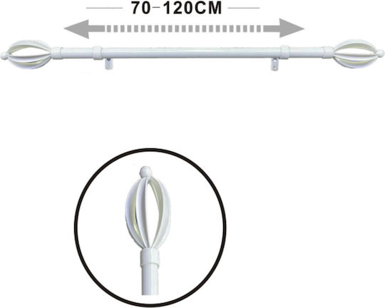 Tpster Μεταλλικό Κουρτινόξυλο Μονό Φ16mm 70εκ. Λευκό 32921