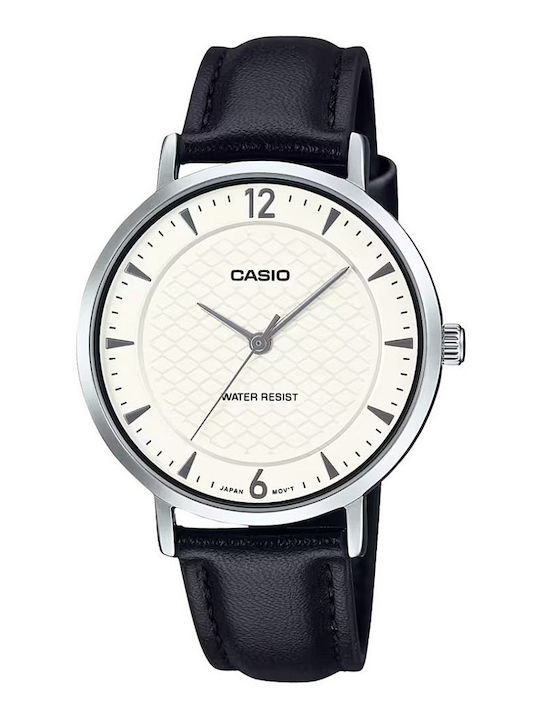 Casio Women's Watch with Black Leather Strap