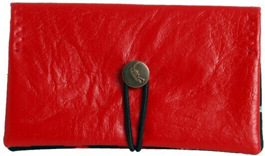Simona Lederne Tabaktasche in Rot mit Schnur