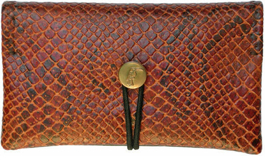 Simona Tobacco Pouch with Wrap-Around Cord Snake Brown