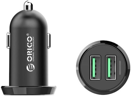 Orico Încărcător Auto Cu Mufă De Brichetă 17W 2.4A Cu Porturi 2xUSB-A Culoare Neagră