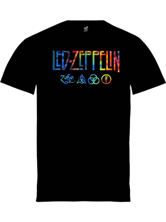Μπλούζα Εταιρίας Pegasus Μαύρη Τύπωμα Led Zeppelin Rainbow Logo