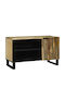 TV Stand Made of Metal & Solid Wood Brown L80xD31.5xH46cm