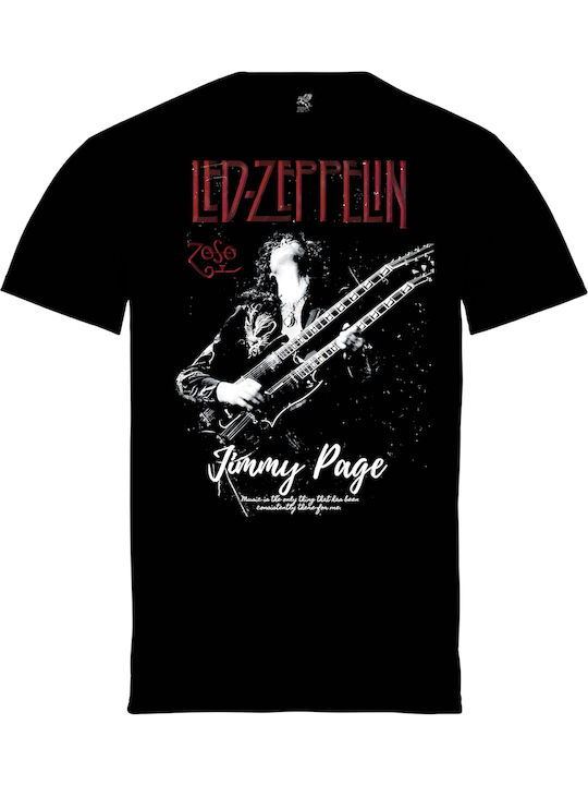Pegasus Led Zeppelin Jimmy Page Μπλούζα Μαύρη Βαμβακερή