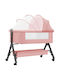 Cradle-Park with Mattress, Side Opening, and Wheels Pink
