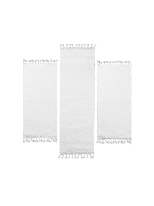 Balsan Shaggy Bedroom Rugs Set White P621555 3pcs