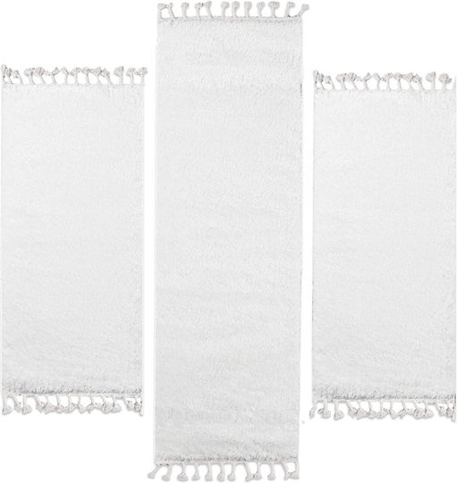 Balsan Σετ Shaggy Χαλιά Κρεβατοκάμαρας White P621555 3τμχ