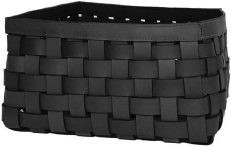 Leather Woven Large Decorative Basket Leather Artificial Leather Black 34x34x20cm