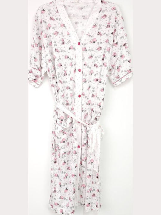 Topaki Robe De Vară Pentru Femei Alb Roz E9323