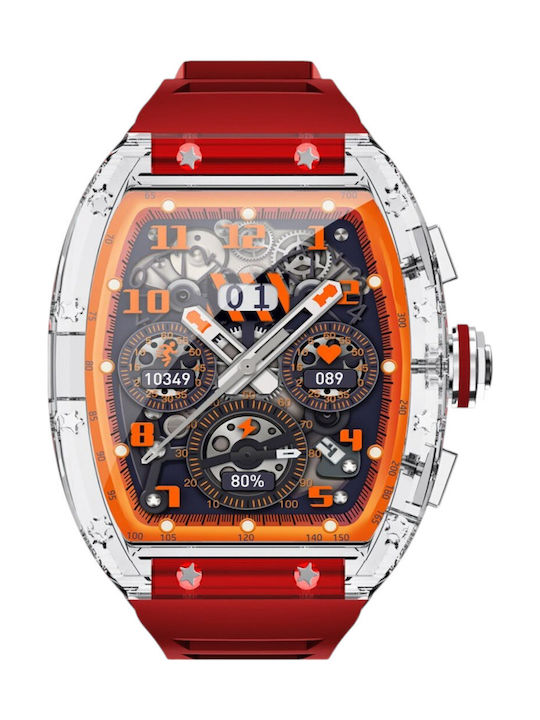 DAS.4 Digital Herrenuhr Batterie mit Rot Kautsc...
