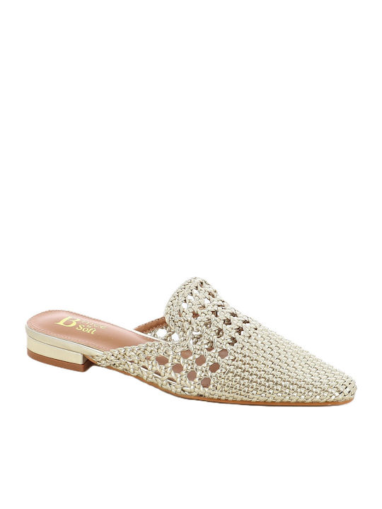 B-Soft Flat Mules σε Χρυσό Χρώμα
