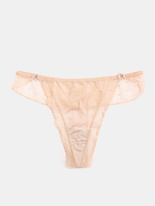 Damen-Slips Zeichenfolge Transparent Beiges